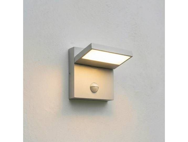 Applique d'extérieur LED Silvan, avec détecteur, IP54, gris pierre - Lucande - Moderne - Aluminium - À ampoule unique