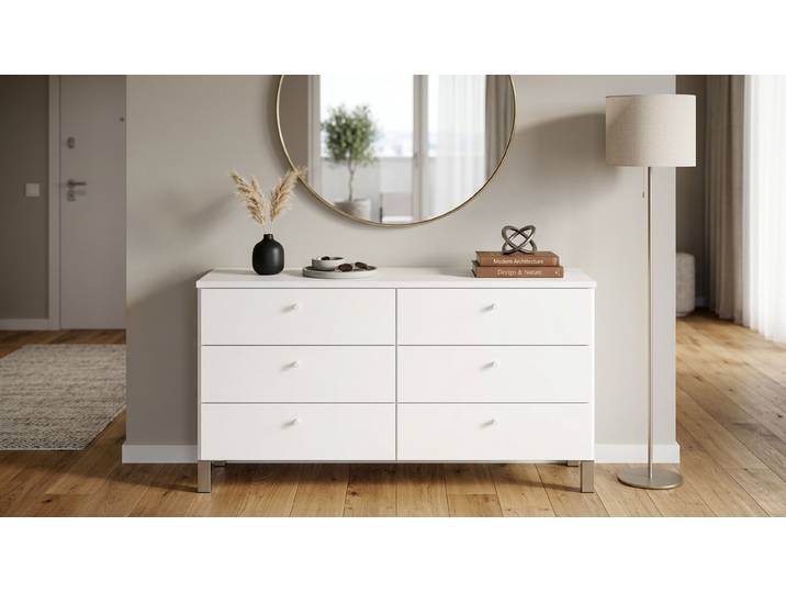 Schlichte Doppelkommode nach Maß MDF Beschichtet MDF Weiß matt