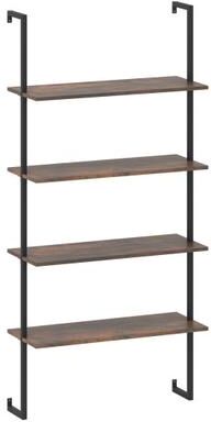 Costway 4-Tier Industrial Ladder Bookshelf with Metal Frame-Coffee
