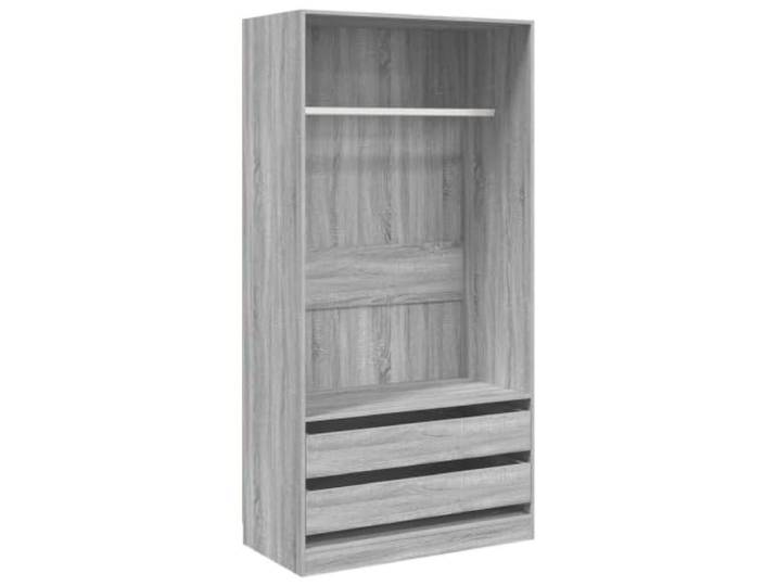 Schrank Sonoma Grau 100x50x200 cm, Holz mit Schubladen und Stab Schubladenschrank, Kleiderstange, pflegeleicht, stabil, feuchtigkeitsbeständig