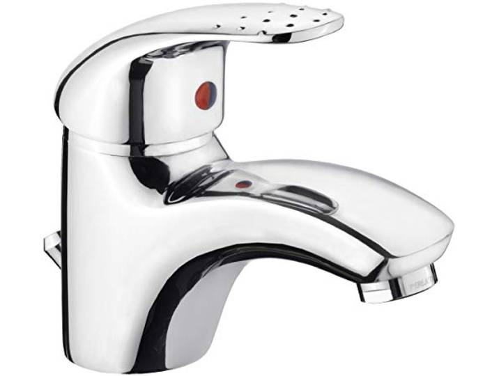 Cornat Waschtisch-Einhebelarmatur Mateo - Verchromter Messingkörper - Niedrige Auslaufhöhe - Mit Ablaufgarnitur / Wasserhahn fürs Bad / Waschbecken-Armatur / Badarmatur / MA1