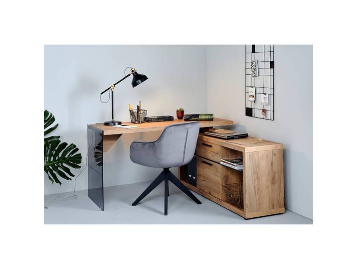 Schreibtisch LUX C 150 E 142 x 74 x 140cm Braun/Beige