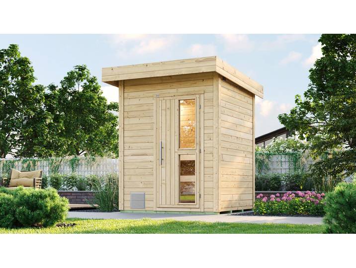 Saunahaus Weka Naantali inkl.9 kW Ofen u.integr.Steuerung mit Holztüre und Isolierglas wärmegedämmt