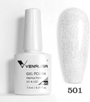Inspire Picks Venalisa HEMA And TPO Free Glitter Gel Nail Polish Jelly Pink Nude Collection 501 Glitter Color