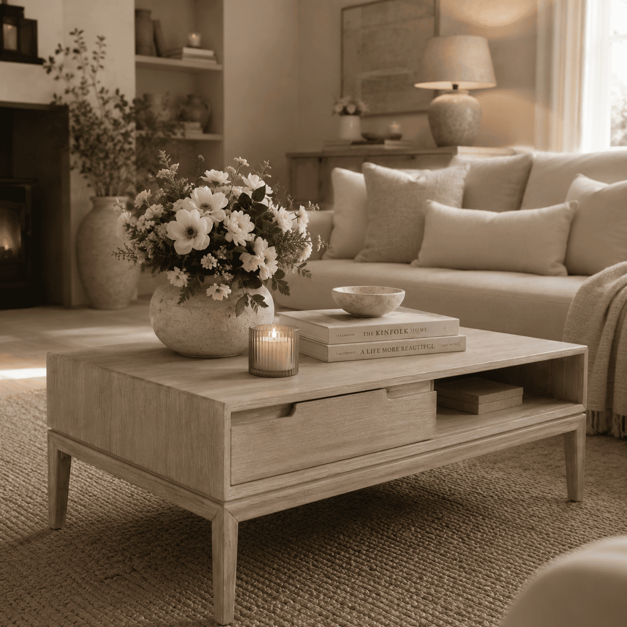 Ellen Whitewash Coffee Table