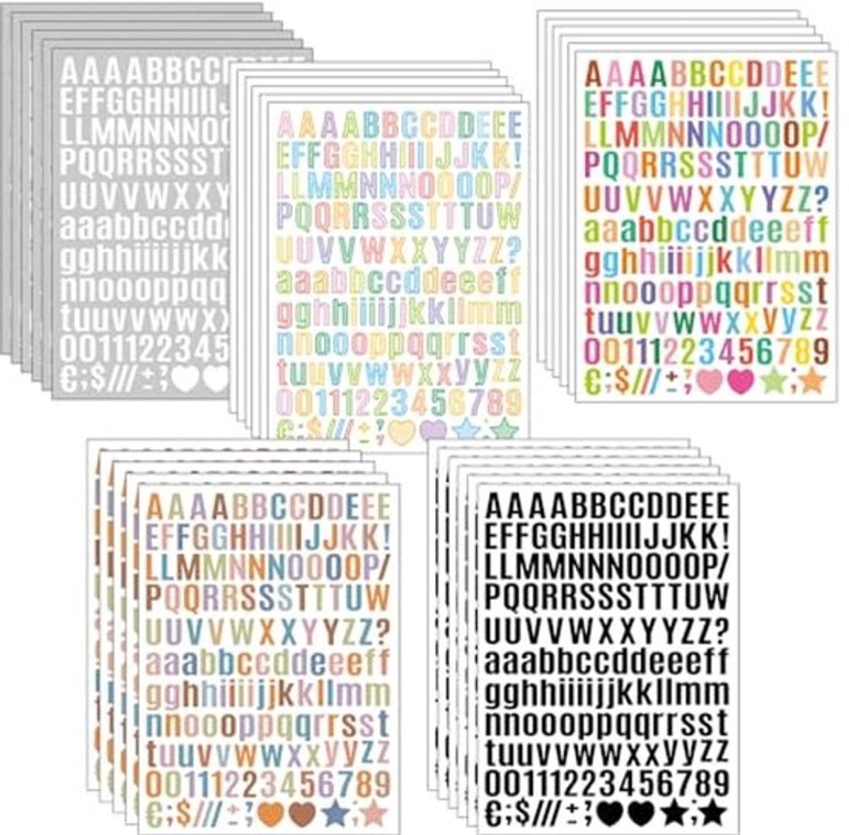 30 vellen kleurrijke zelfklevende vinyl letterstickers met alfanumerieke tekens voor decoratie en knutselen, waterdicht