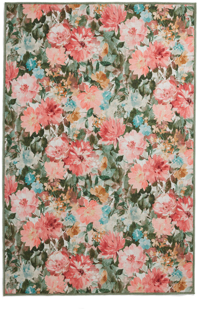 Clarke and Clarke Clarke & Clarke Floral 152cm X 230cm Area Rug Pink/Blue/Green Rectangle 152 x 230 cm