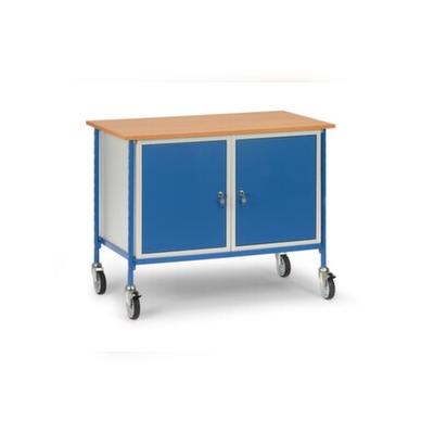 Fetra Schrankwagen, Ladefl. LxB 1120x650mm, RAL5007, 2 Schränke, TPE-Bereifung