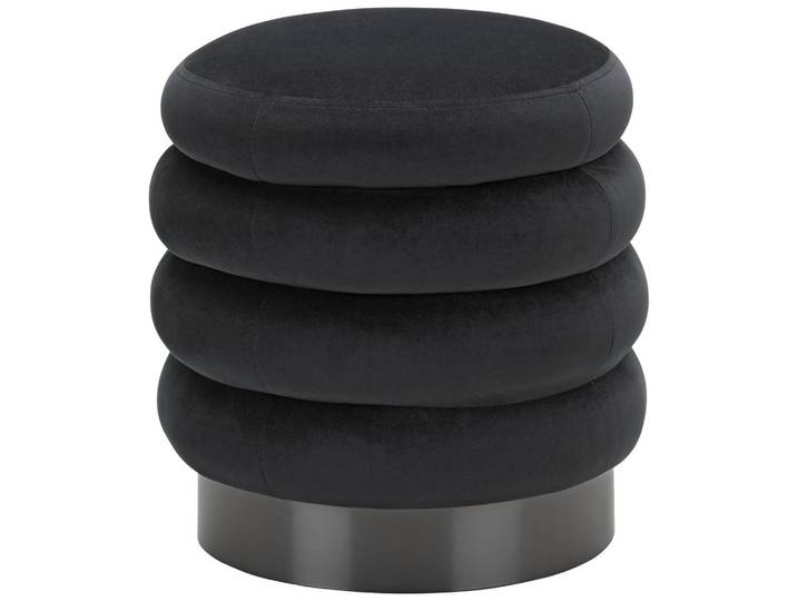Hocker Schwarz, Dunkelgrau Metall, Textil