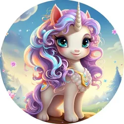 Essbares Papier „Unicorn“ mit violetter Mähne, 19,5 cm - PICTURE
