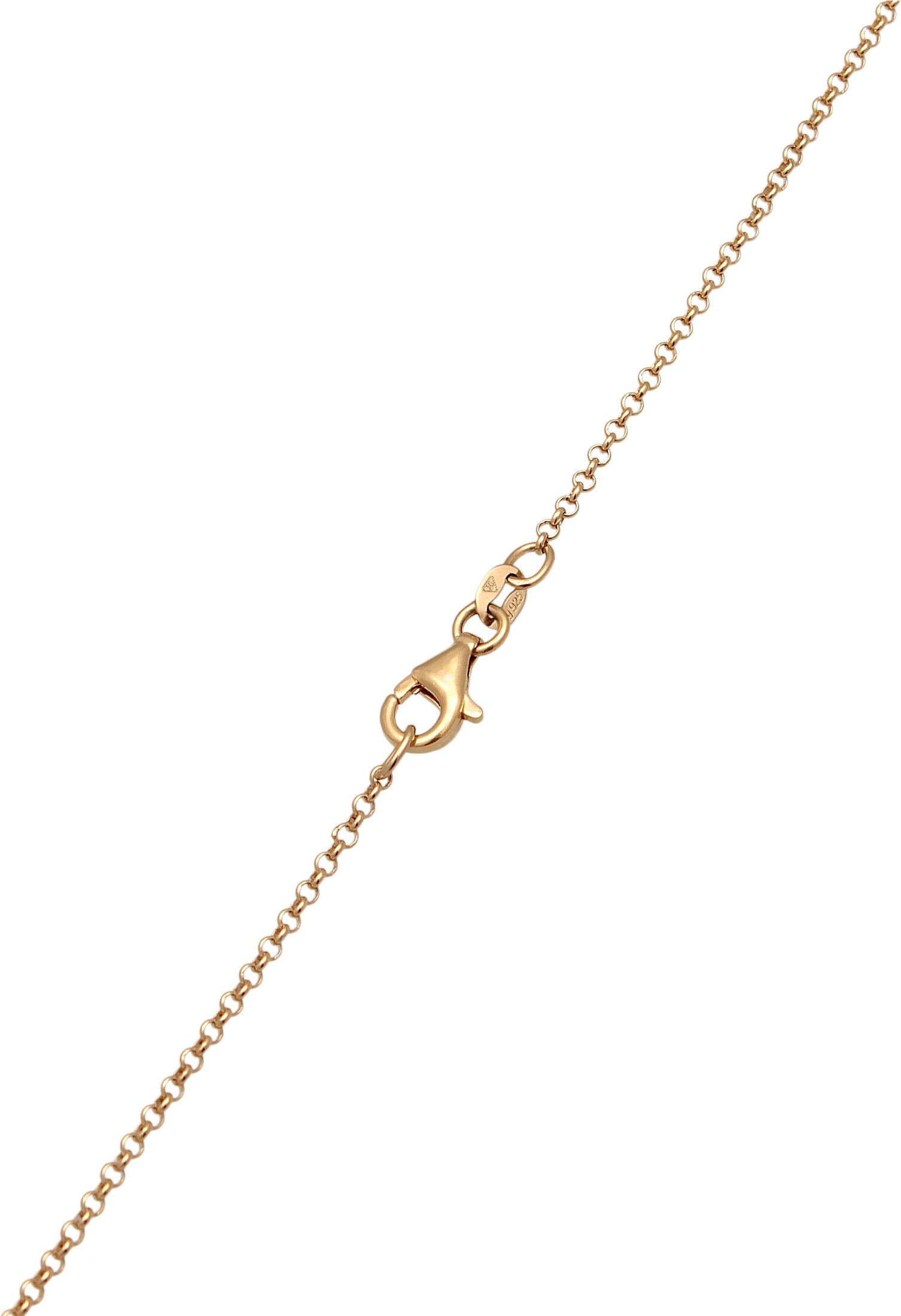 Lange Kette ELLI "Halskette Y-Kette Plättchen Coin Strukturiert 925 Silber" Gr. 75, gold, Halsketten, Damen, ohne Stein, Silber 925 (Sterlingsilber), Lange Kette