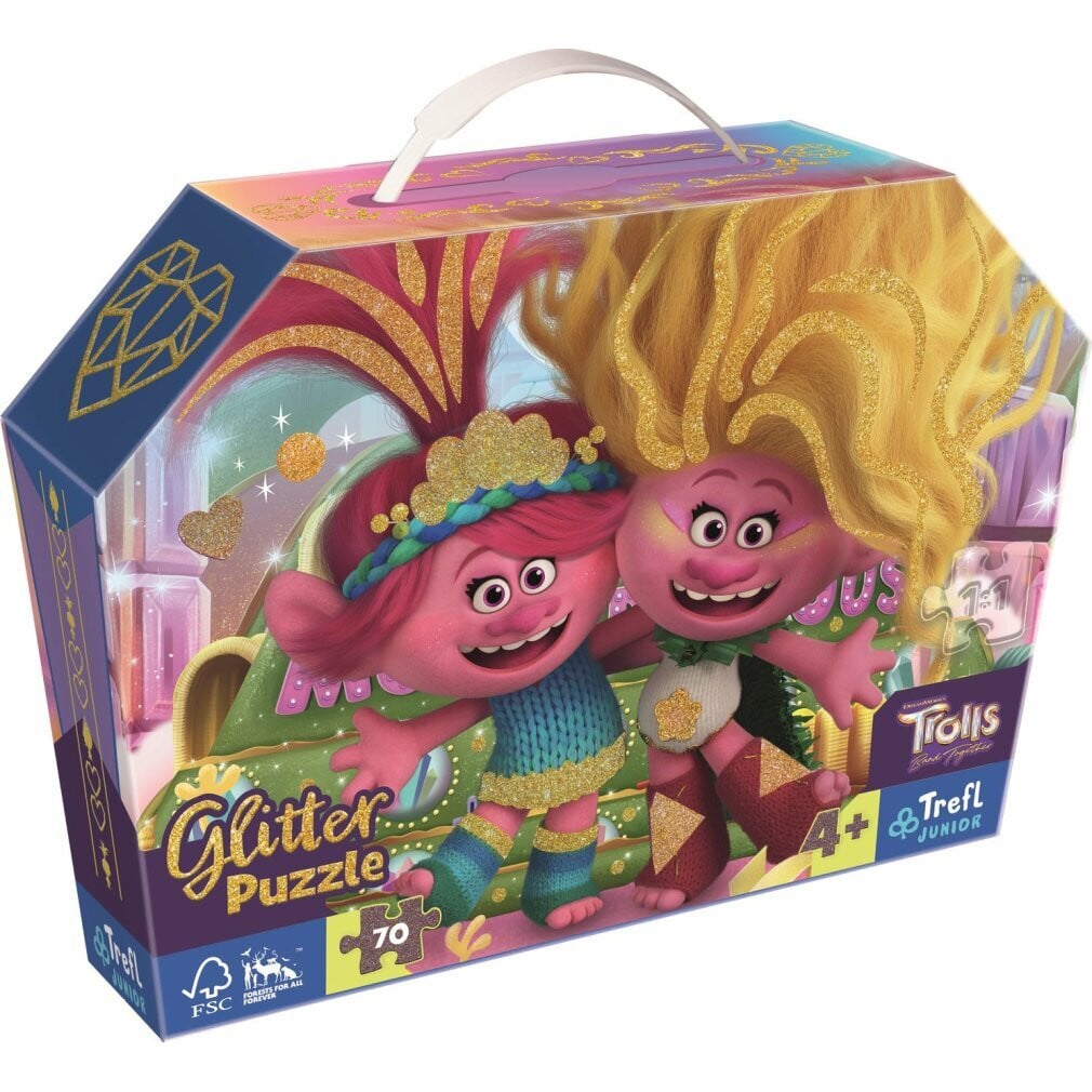 TREFL Trolls 3 Funkelend glitterspeelgoedpuzzel met 70 stukjes