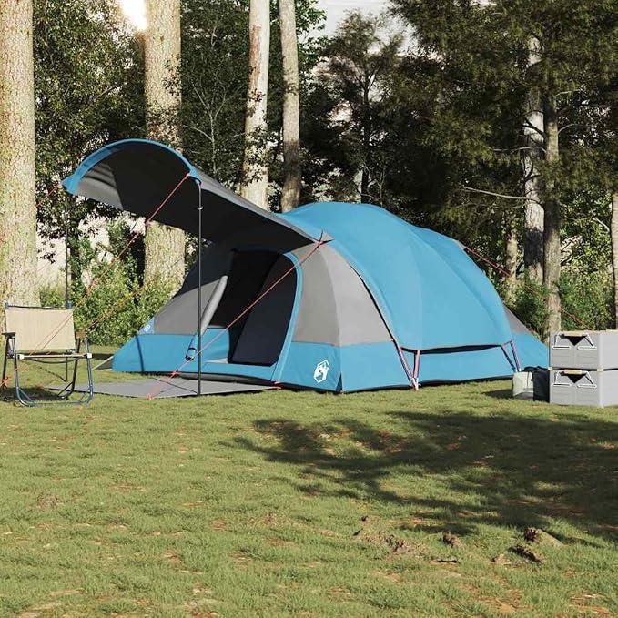 Tunnel-Familienzelt für 8 Personen, grün, wasserdichtes Campingzelt mit Polyurethanbeschichtetem Polyester, versiegelten Nähten und Bodenplane, inklusive Langer Stangen für Sonnendach,