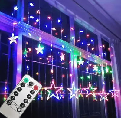 Inspire Curations Star LED Curtain Lights With Remote Control rgb eu Plug