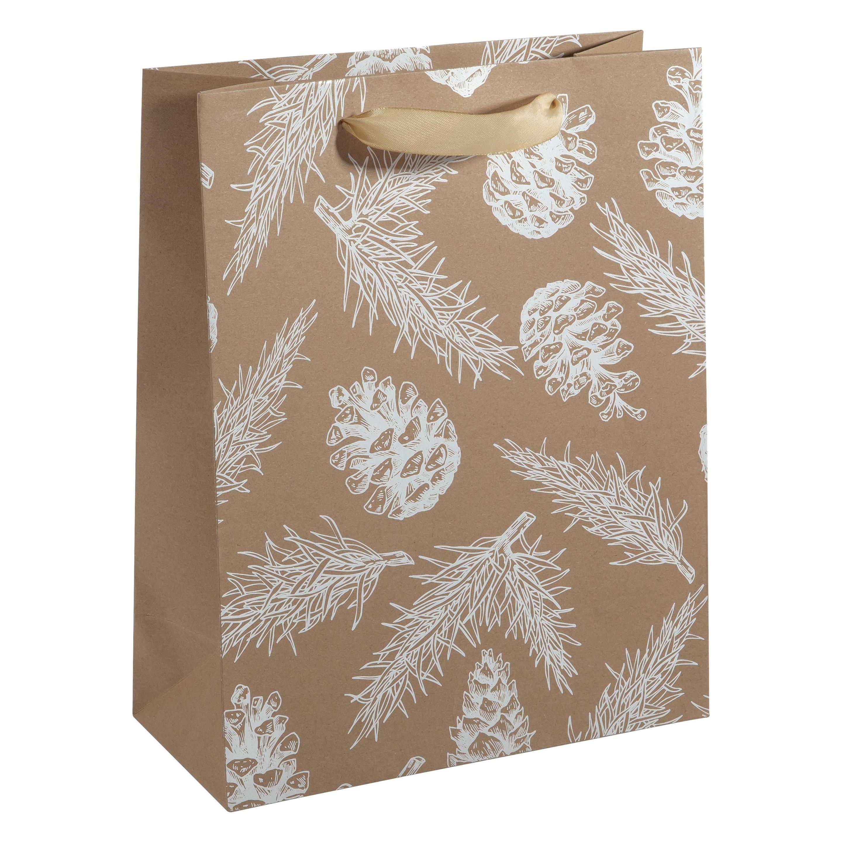 Sigel 5 Geschenktaschen Pine cones and pine branches Large 26,0 x 33,0 cm (1x) (GT120)