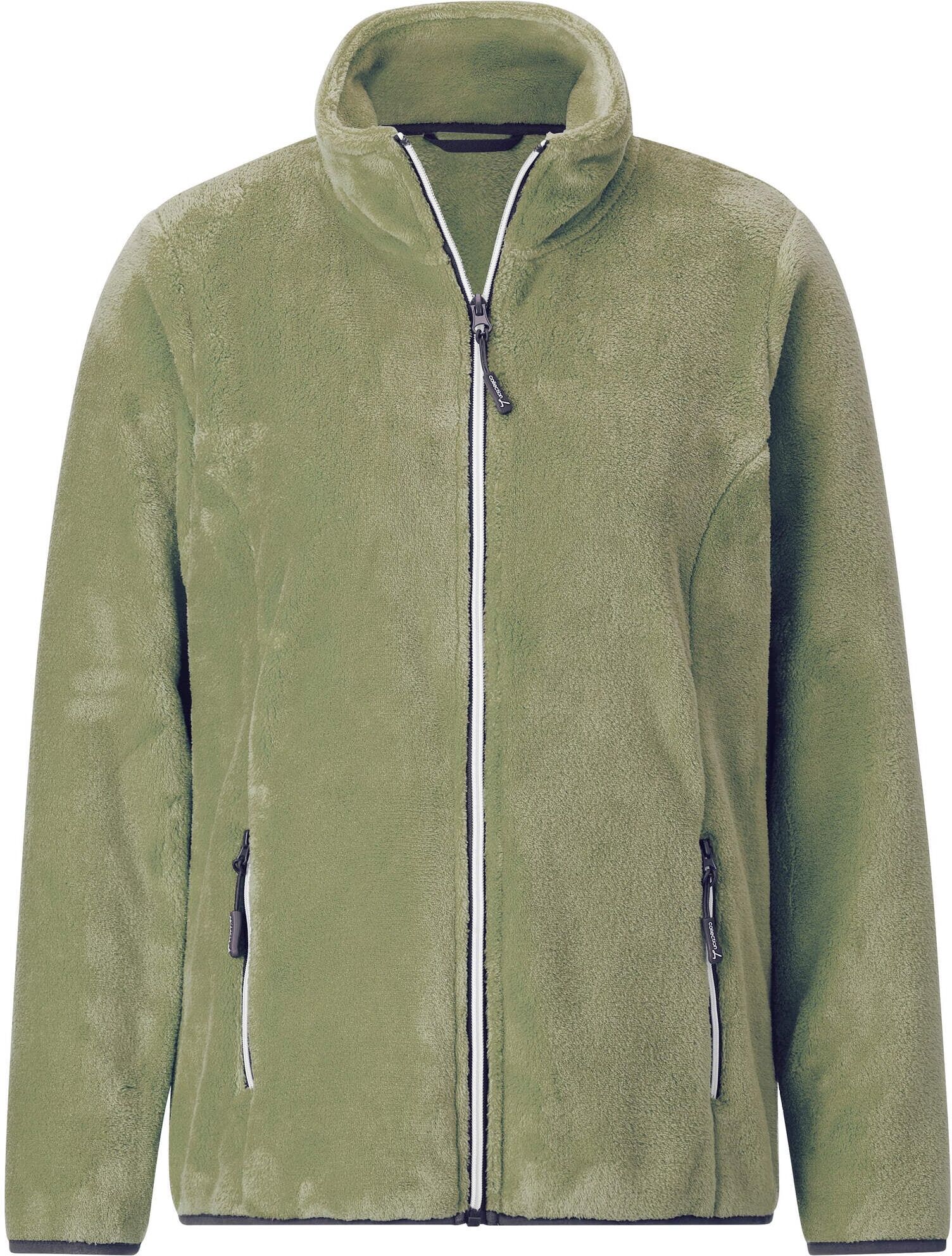 Fleecejacke WITT "Fleece-Jacke Fleecejacke mit Reißverschluss-Taschen", Damen, Gr. 38, grün (schilf), Fleece, , Sportlich, Jacken Fleecejacke