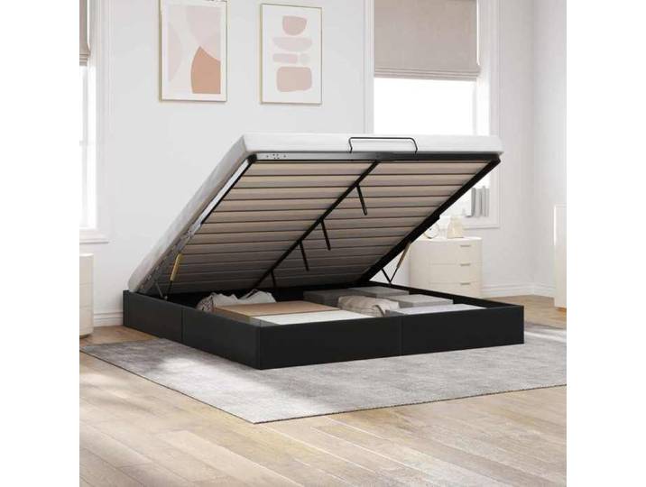Cadre de lit ottoman Noir King size Velours 3403078