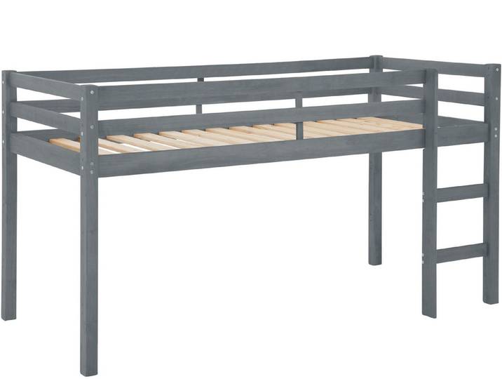 freiraum Hochbett Athen in Grau, Kiefer - 208x111x103cm (BxHxT)