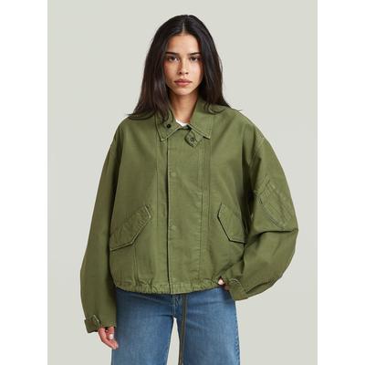 Outdoorjacke G-STAR "Oversized Cropped Jacke", Damen, Gr. M, grün (four leaf clover gd), Obermaterial: 70% Baumwolle, 30% Baumwolle, Jacken Outdoorjacke