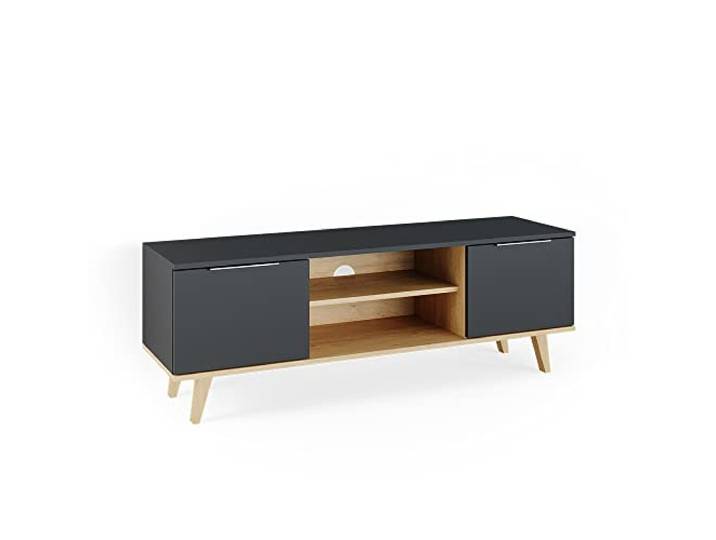 Vicco Lowboard Nautica, Anthrazit, 138 x 49 cm zur Aufstellung von TV-Geräten und Medienzubehör