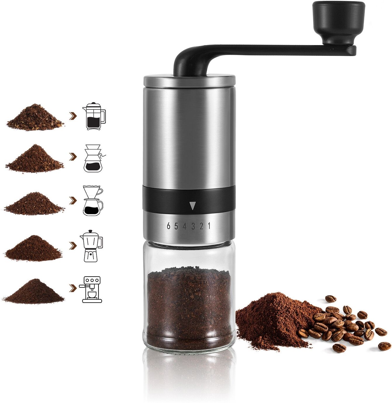 INF K4 Manuelle Kaffeebohnenmühle - Edelstahl & Keramik