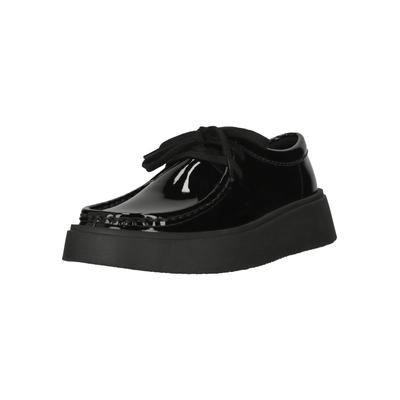 Schnürschuh CLARKS "Torview", Damen, Gr. 39, Leder, schwarz, Schuhe Schnürschuh, in toller Lack-Optik