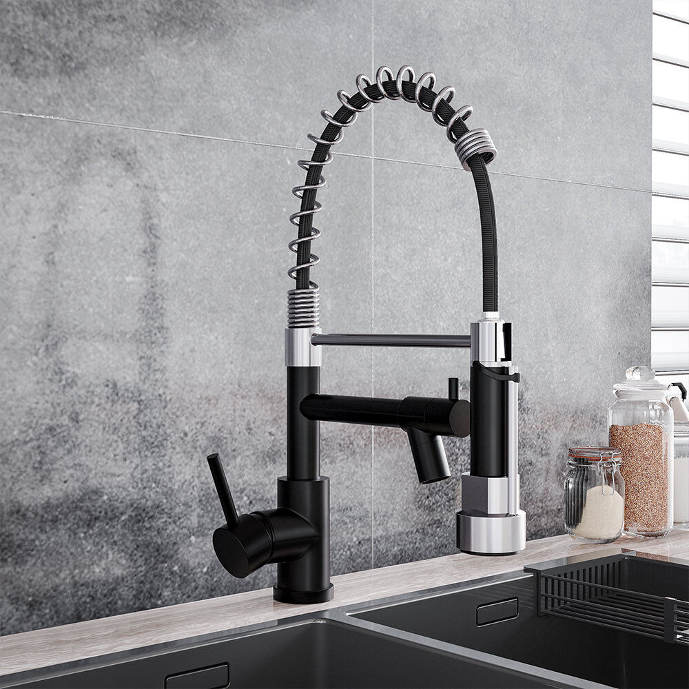 Belfry Kitchen Lippencott Pull Down Kitchen Faucet Chrome/Black