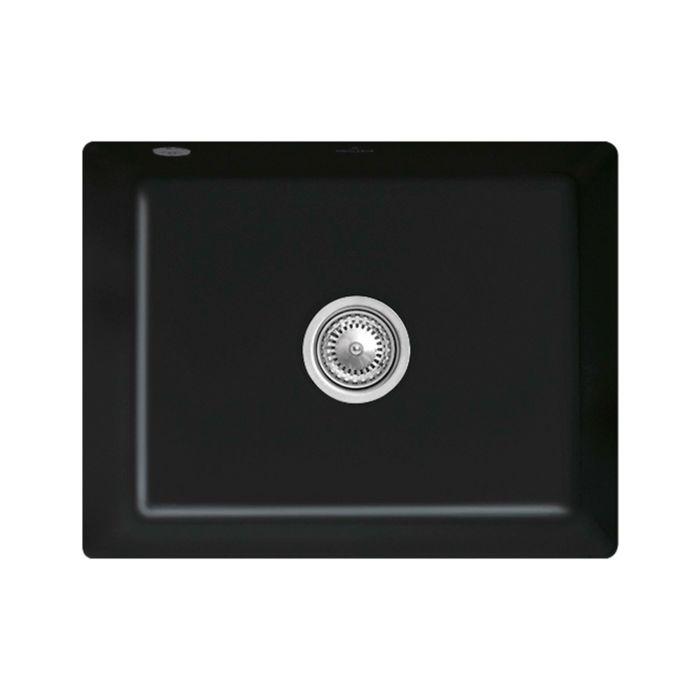 Villeroy und Boch Unterbauspüle 331002S5 mit Ablaufgarnitur und Excenterbetätigung, Ebony