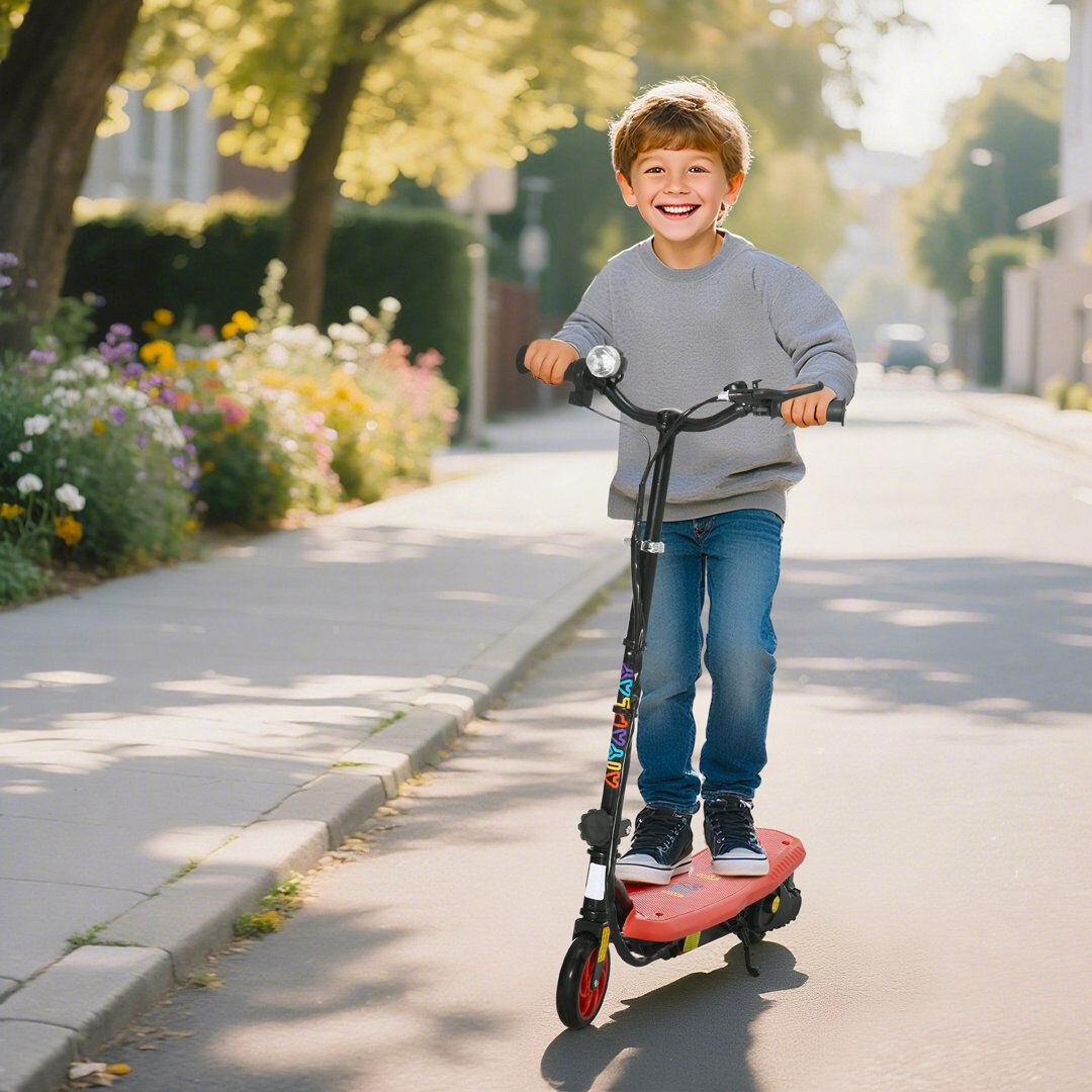 Zoomie Kids Biergh Zoomie Foldable Electric Scooter 120W LED Headlight 12km/h Ages 7-14 Red