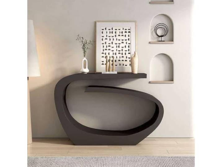 Moderner Konsolentisch, Schlanker Flurtisch Mit Metallrahmen Für Wohnzimmer Geometrisches Design, Robuster Kohlenstoffstahl, Kompakte Stellfläche, Vielseitig(Black,80cmW*30cmD*80cmH)