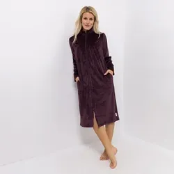 MONT CHALET Damen-Hauskleid uni Mikrofaser Samtfell fließende Form