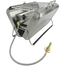 BBQ 42 kleinster Koffergasgrill für unterwegs für Schraubkartusche oder Holzkohl...