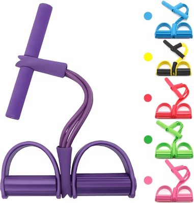 Uplift Curations FlexCore 4 Tube Pedal Resistance Band Multifunction Yoga Tension Rope For Full Body Home Workout Training purple