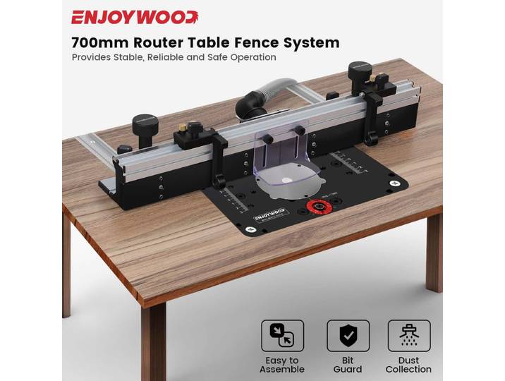 ENChain YWOOD-Clôture de profil en alliage avec rails en T de 700mm, guide d'embout coulissant, pour table de toupie de calcul de 300mm