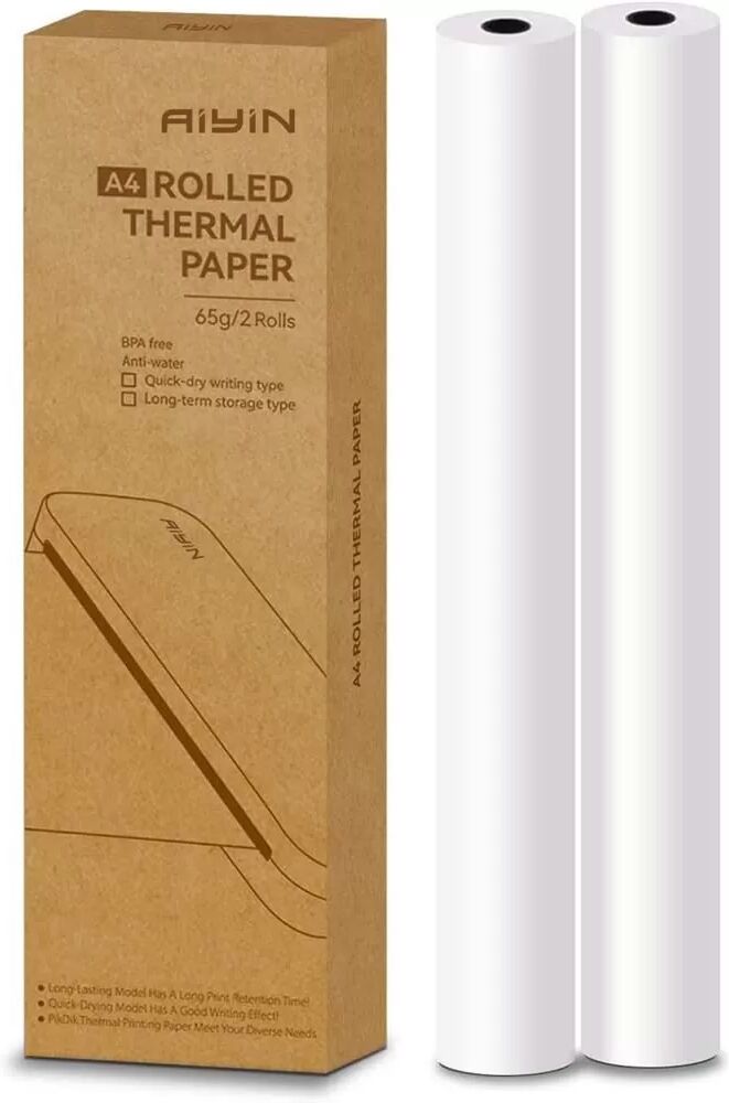 INF A4 Thermopapier, schnell trocknend, 2 Rollen, rückseitig gewickelt, 6,4 m/Rolle - US Letter Format S