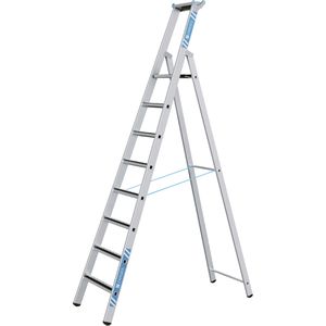 Zarges Stehleiter R13Step S, 41641, mit Plattform, aus eloxiertem Aluminium, bis 150kg, mit 8 R13-Stufen