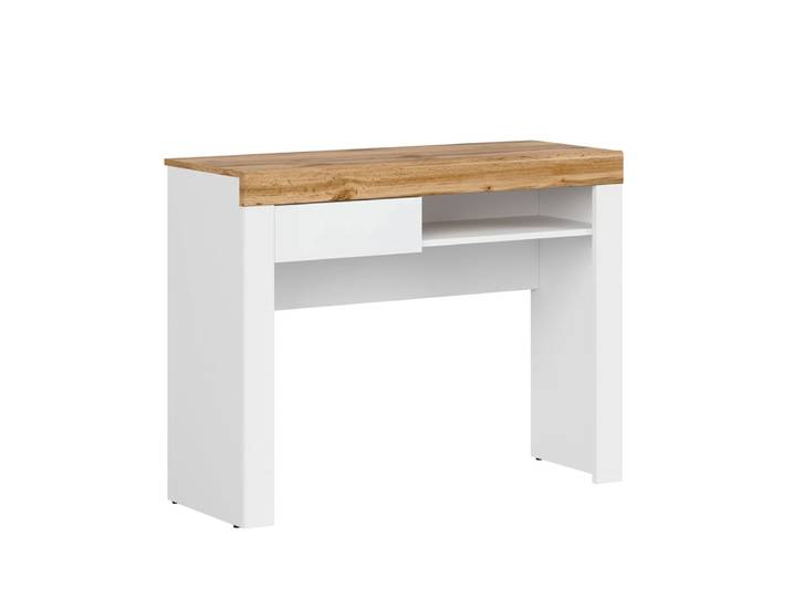 Console bureau 1 tiroir panneaux agglomérés stratifiés blanc