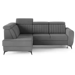 ECKSCHLAFSOFA Connor II verstellbare Kopfstützen, Dunkelgrau, links