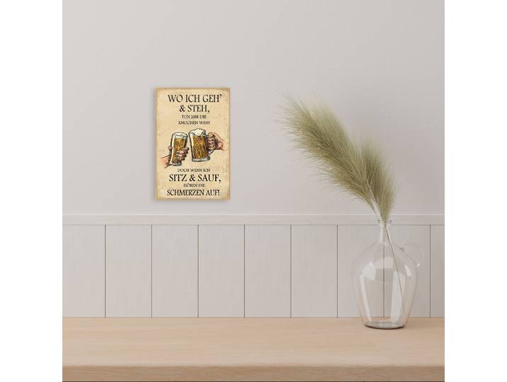 Alu-Dibond-Druck QUEENCE Bier , beige (farbe bild(er): natur), B:20cm H:30cm T:0,2cm, Alu Dibond, Bilder, Alu-Dibond-Druck, Bier, Sprüche, Werkstatt, Schild