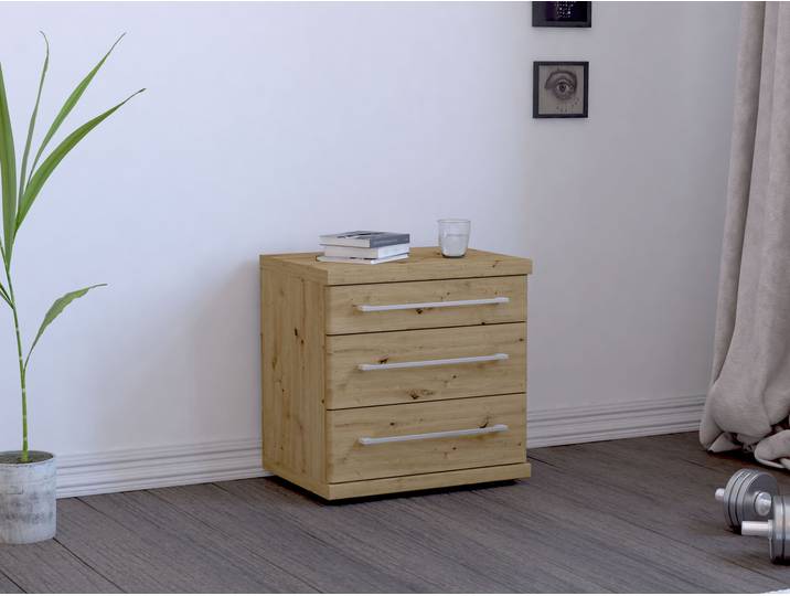 Nachtkonsole WIEMANN Mainau , braun (bianco, eiche, nachbildung), B:50cm H:52cm T:36cm, Holzwerkstoff, Sideboards, Nachtkonsole, vormontiert