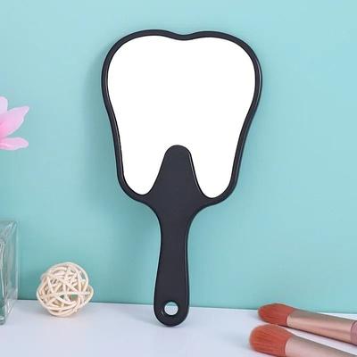 Uplift Picks Cute Tooth Shaped Handheld Mirror Portable Dental Makeup Beauty Mirror With Handle black