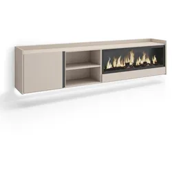 LOWBOARD, Beige, 212/35/50cm, Kamin mit Feuereffekt XXL