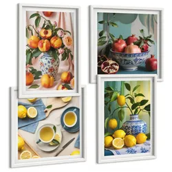 BILDER SET 4er Set - 50x50 cm & 40x60 cm Weißer Rahmen - Matisses stilvolle Figuren