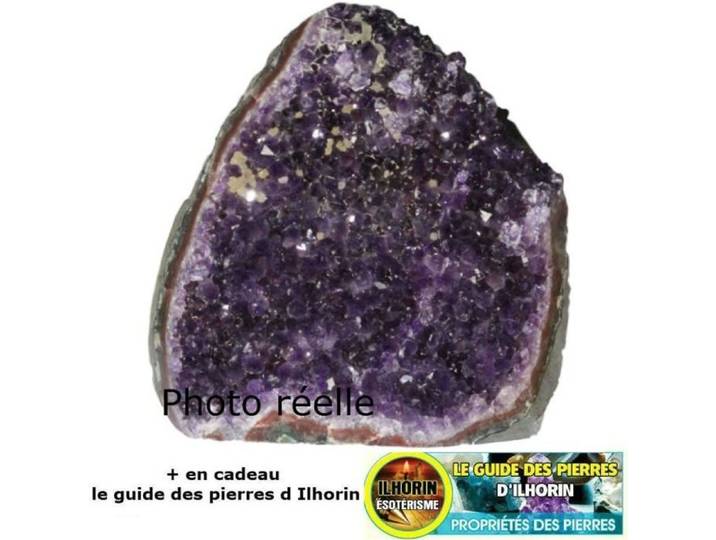 Géode Améthyste sur base n°11 -Violet prononcé -Avec guide des pierres d Ilhorin