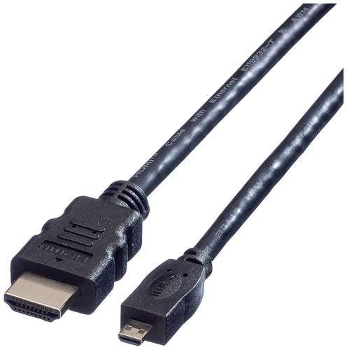 Value HDMI Anschlusskabel HDMI-A Stecker, HDMI-Micro-D Stecker 2.00 m Schwarz 11.99.5581 Geschirmt HDMI-Kabel