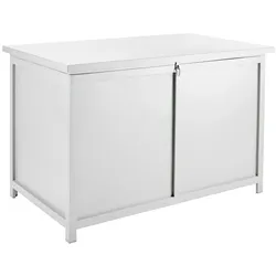 Gartentruhe Hide von Brafab aus Aluminium, modern, weiß, 125x75 cm, Deckel mit Gasdruckfeder