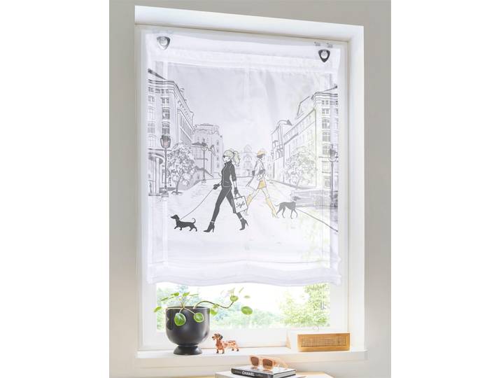 Raffrollo Gr. 5, weiß (weiß, grau), B:120cm H:130cm, Raffrollos, Raffrollo