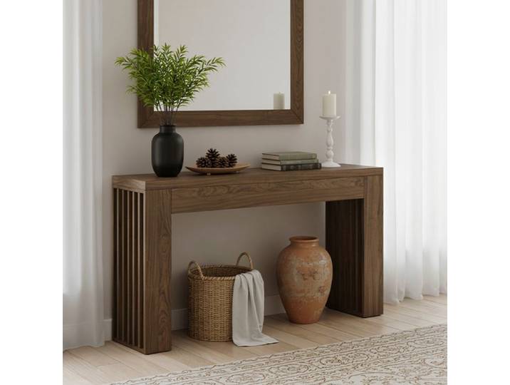 Console d'entrée TOPESCT moderne 150x30x80 cm marron rustique pour entrée couloir salon