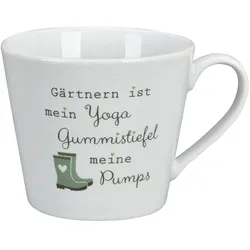 Krasilnikoff Happy Cup, Gärtnern ist mein Yoga, Ø 10, Höhe 9 cm, 400 ml