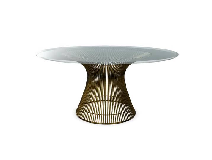 KNOLL table ronde PLATNER Ø 152 cm (Bronze / Transparent - Métal / Cristal)